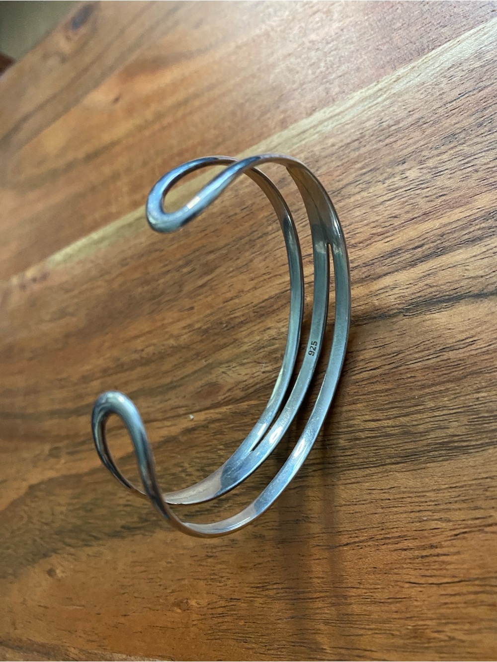 925 sterling silver modern cuff bangle vintage - Picture 2 of 6